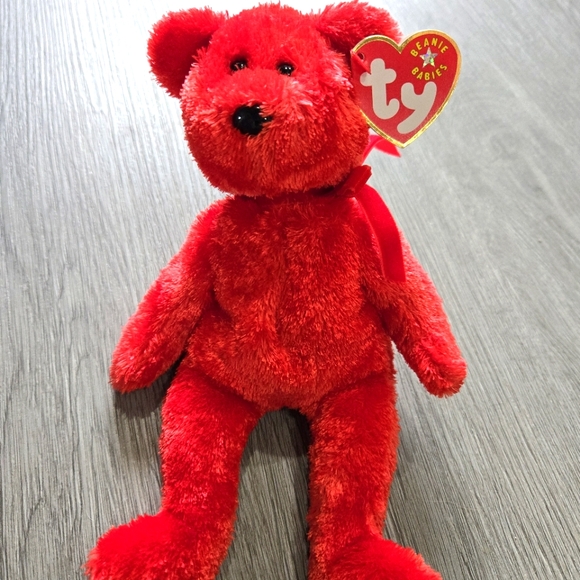 Rare Beanie Babies Red Teddy Bear NWT - Picture 1 of 8